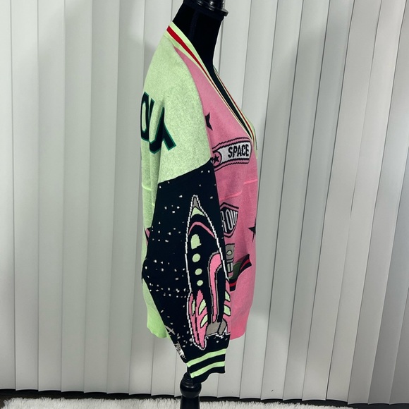 SPIRIT JERSEY Unisex Out Of This World Alien Galaxy Print Sweater Cardigan M - Picture 5 of 16